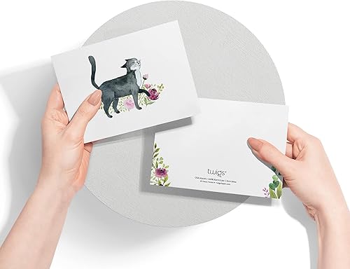 Miniatura 5 de Twigs Papel  Tarjetas de felicitación de gatos surtidos  Tarjetas de papelería con sobres, tarjeta de agradecimiento, tarjetas de notas en blanco,