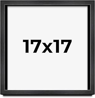 17x17 Shadow Box Charcoal Black Frame Display Case Solid Wood Picture Frame | 1" Inch Deep | with UV Acrylic Plexiglass, Backing & Hanging Hardware