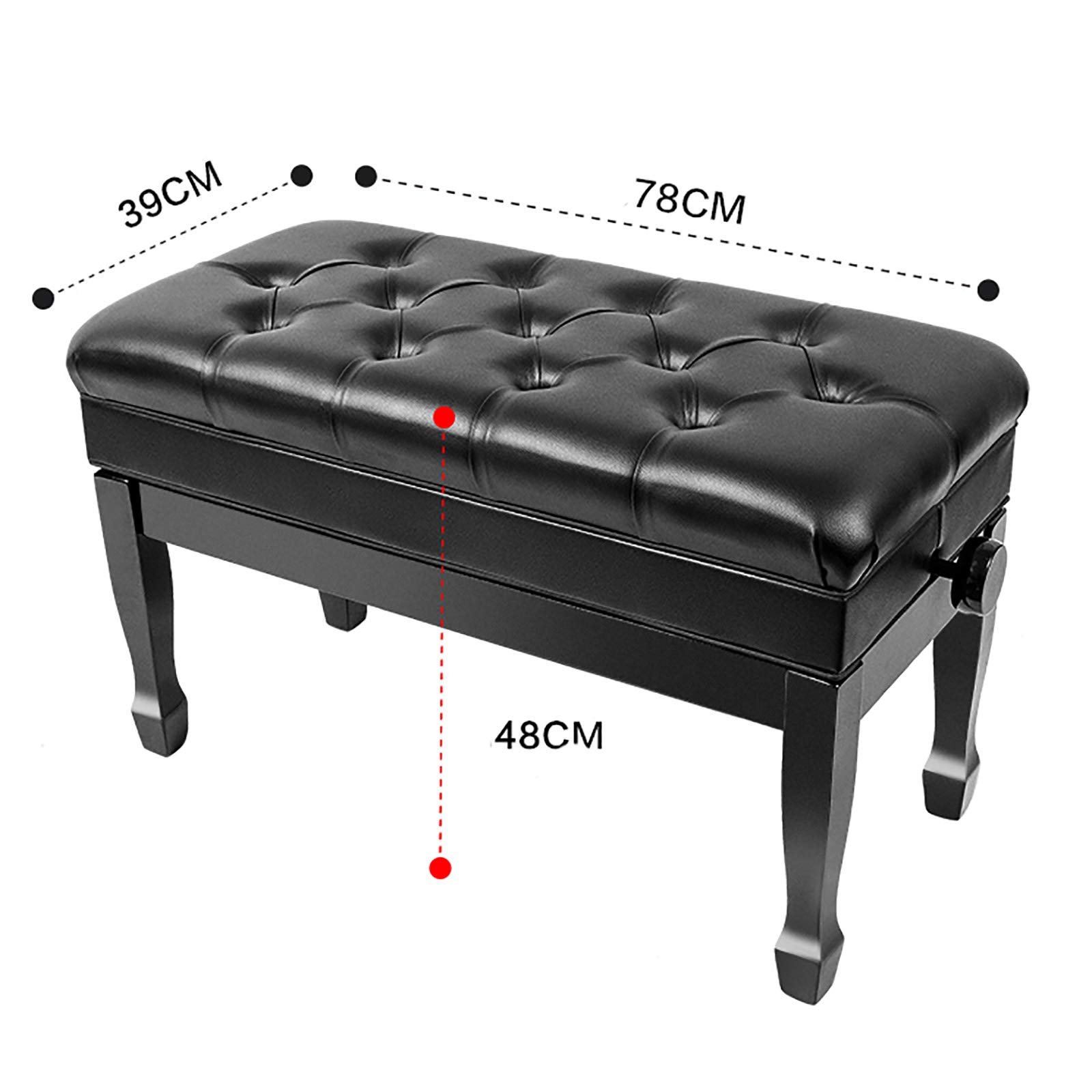 Sgabello per Pianoforte, Tavolo da toeletta, Sgabello Regolabile per Pianoforte Duet, Panca Deluxe con Porta-Musica Solido