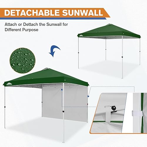 Miniatura 7 de EAGLE PEAK Toldo Emergente con 1 Pared Lateral, Carpa para Eventos de Fácil Instalación, Sombra Solar para Exteriores, Bolsa de Transporte con Verde