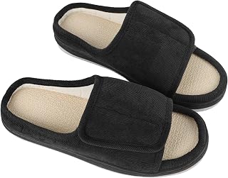 TINAYAUE Elderly Diabetic Sandals for Men Women Wide Fit Slippers Non Slip Open Toe Diabetic Edema Swollen Feet Slippers Post-op Surgical Shoes Indoor Breathable Arthritis Footwear