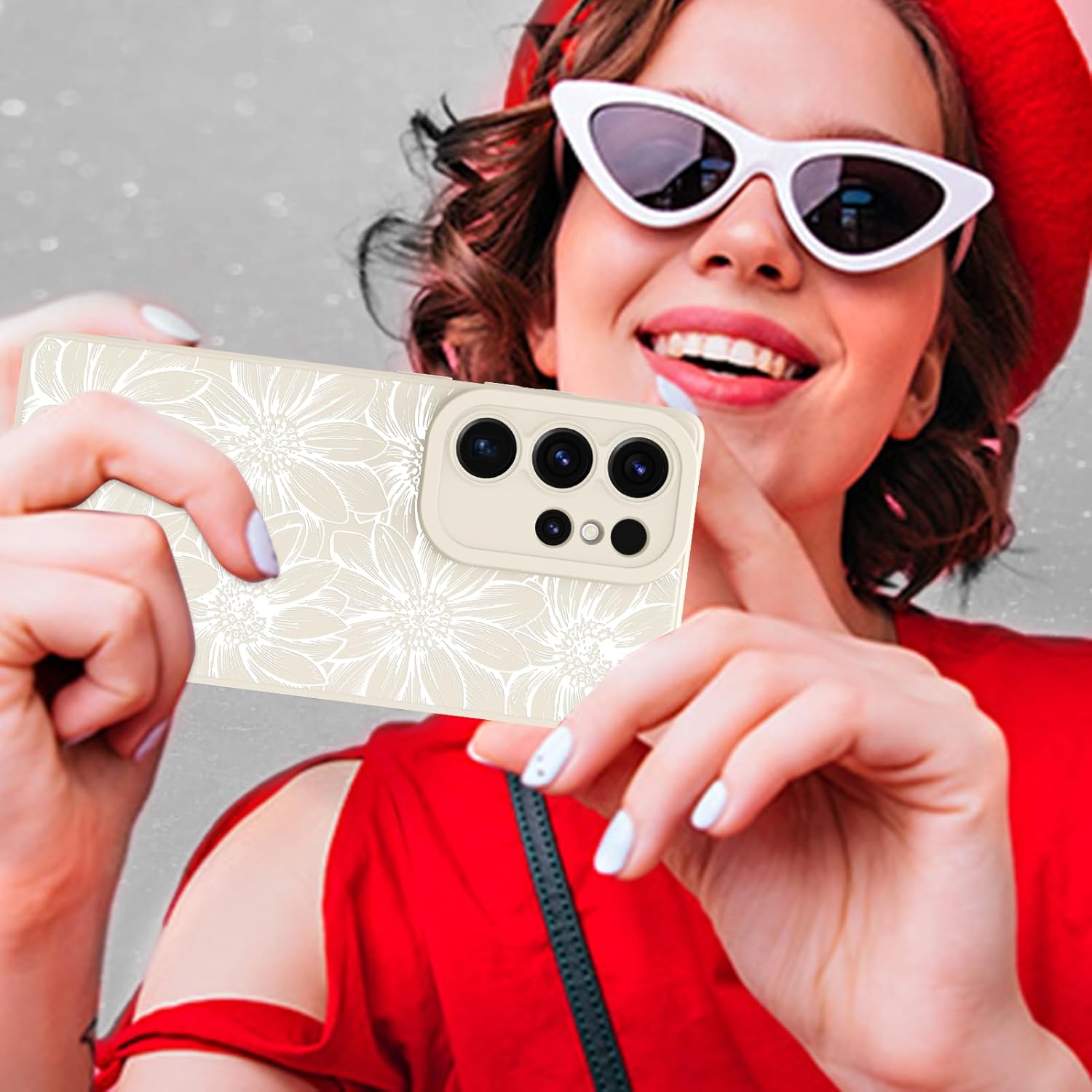 MZELQ for Samsung Galaxy S25 Ultra Case, Silicone White Floral Flowers Sunflowers Cute Pattern, Camera Protection Soft Slim Phone Case for Girls Women -White - Image 6