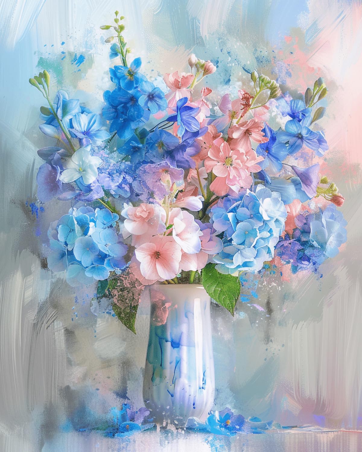 Taxpy 11CT Flores En Un Jarrón Diy Kit Punto De Cruz Flores Azules Kits De Patrones De Punto De Cruz,Kit De Bordado Para Adultos Y Principiantes,Juego De Manualidades 80x100cm