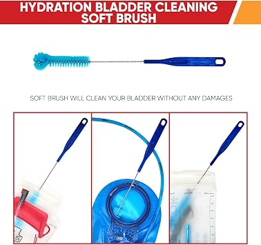 Reservoir Hydration Bladder Cleaning Kit - 6-In-1 Water Reservoir Cleaning Kit Of 3 Brushes, Collapsible Frame, (12) Cleansing Tablets & Carry Pouch - Cleaner Set For Back Pack Bladder