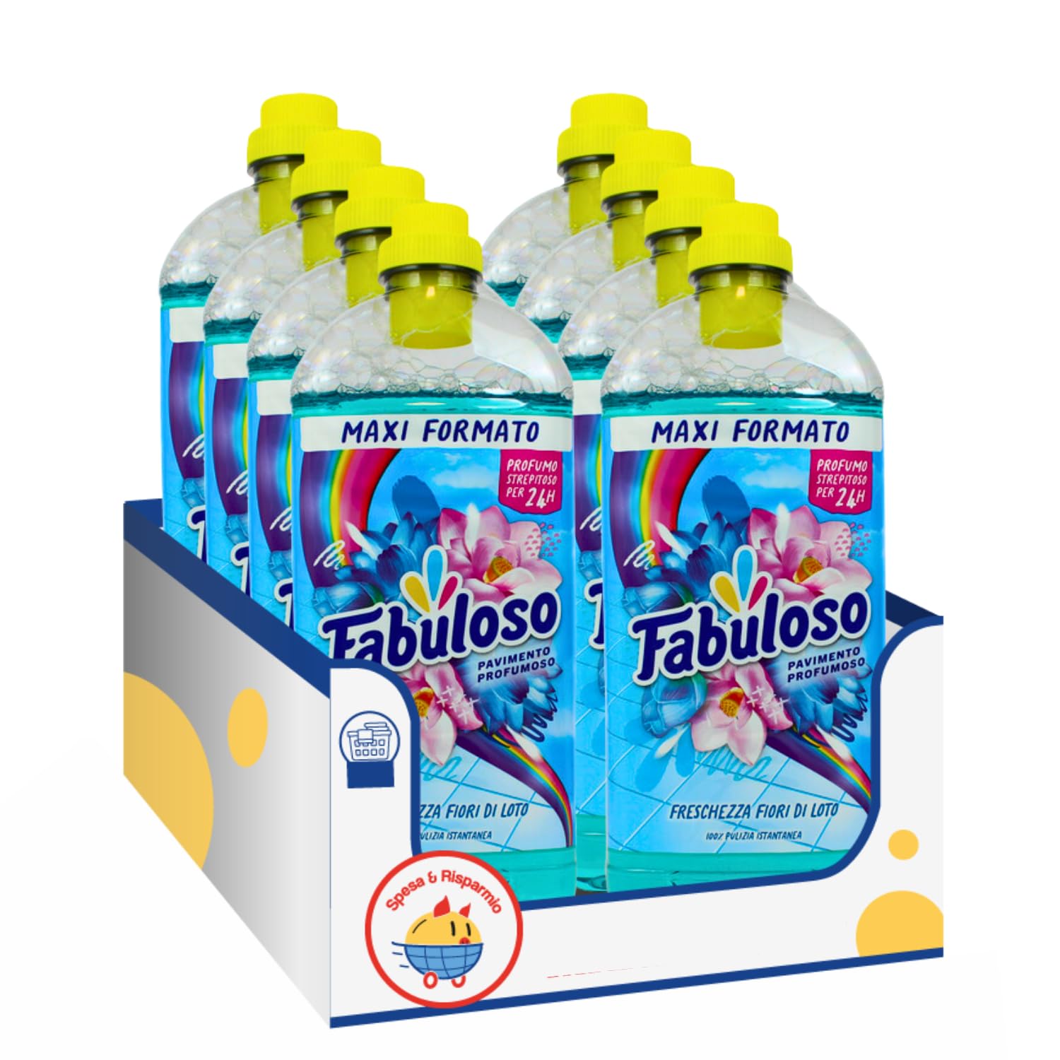 Detergente pavimenti profumato Fiori di Loto – Maxi Formato 1,25 L – Variazioni 4/8/12 Pezzi (8)