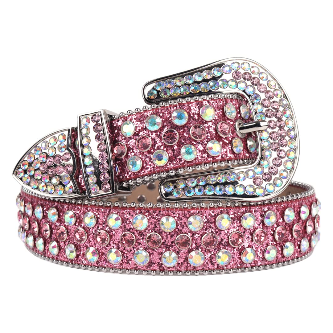 Różowy kryształ górski pasek damski męski jakość kryształ ćwiekowany pasek mężczyzna kobiety Ceinture Femme Cinto De strass do dżinsów deeratywna róża czerwony 116 cm
