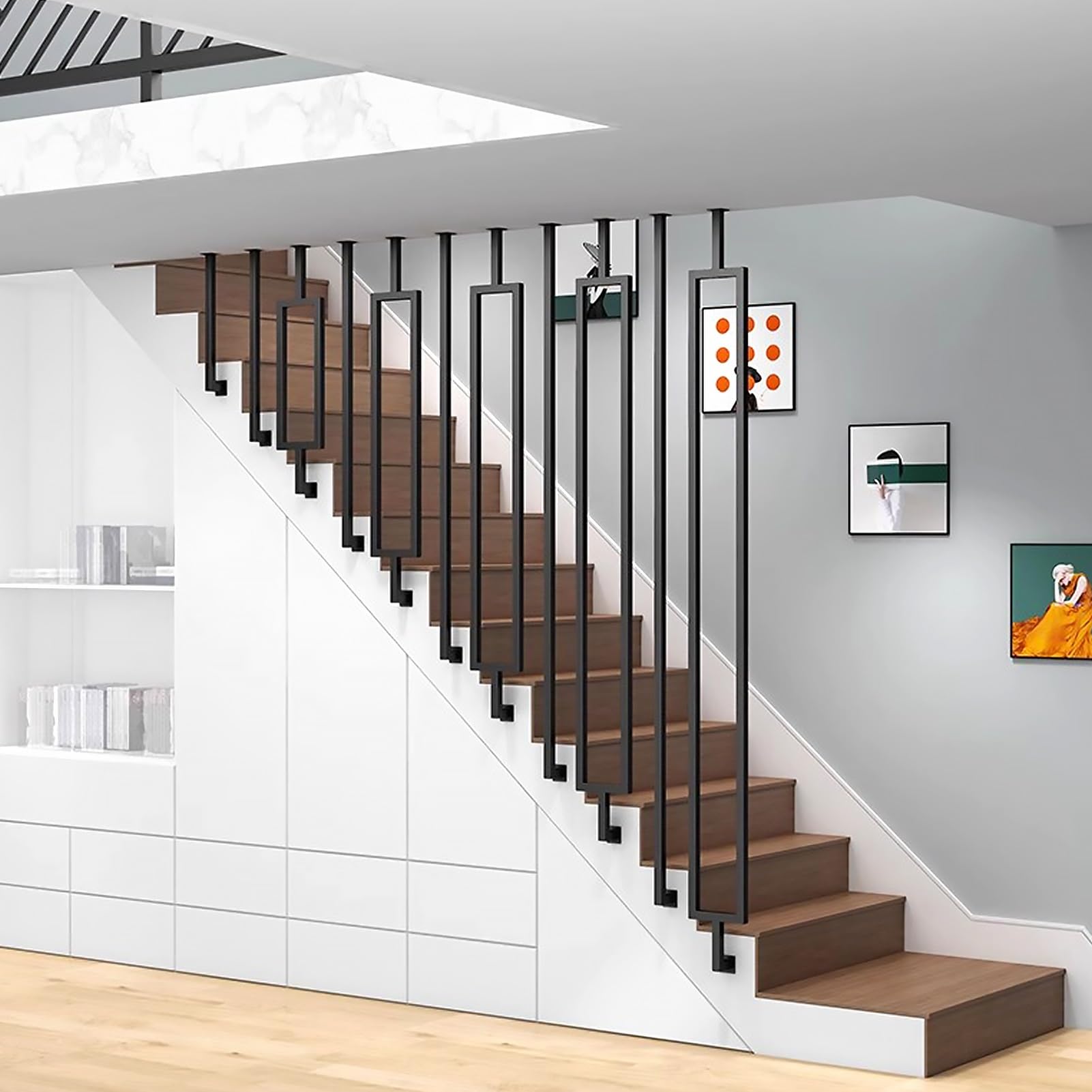 Barre de support en L en fer forgé noir pour plafond et grenier de 1,3 m