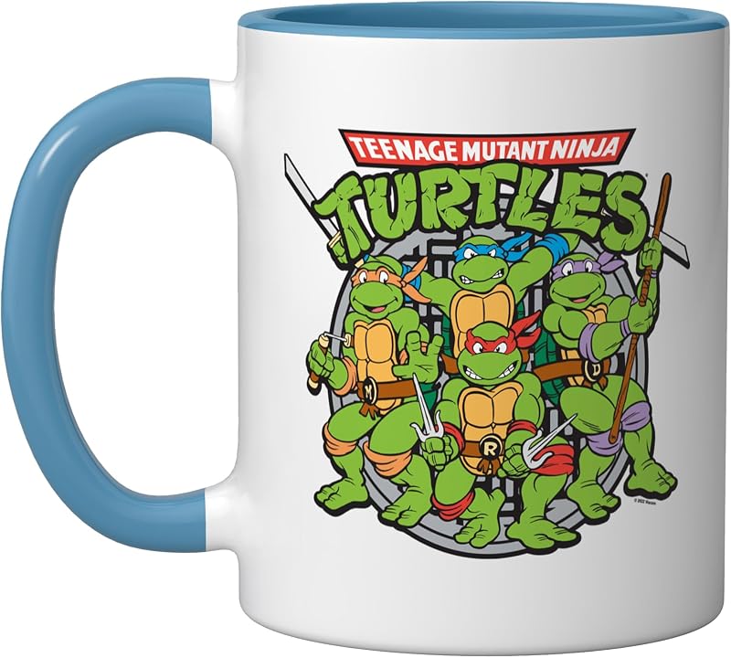 Taza Cerámica Teenage Mutant Tortugas Ninja Tortugas Clásicas, Azul/Blanco, 11oz