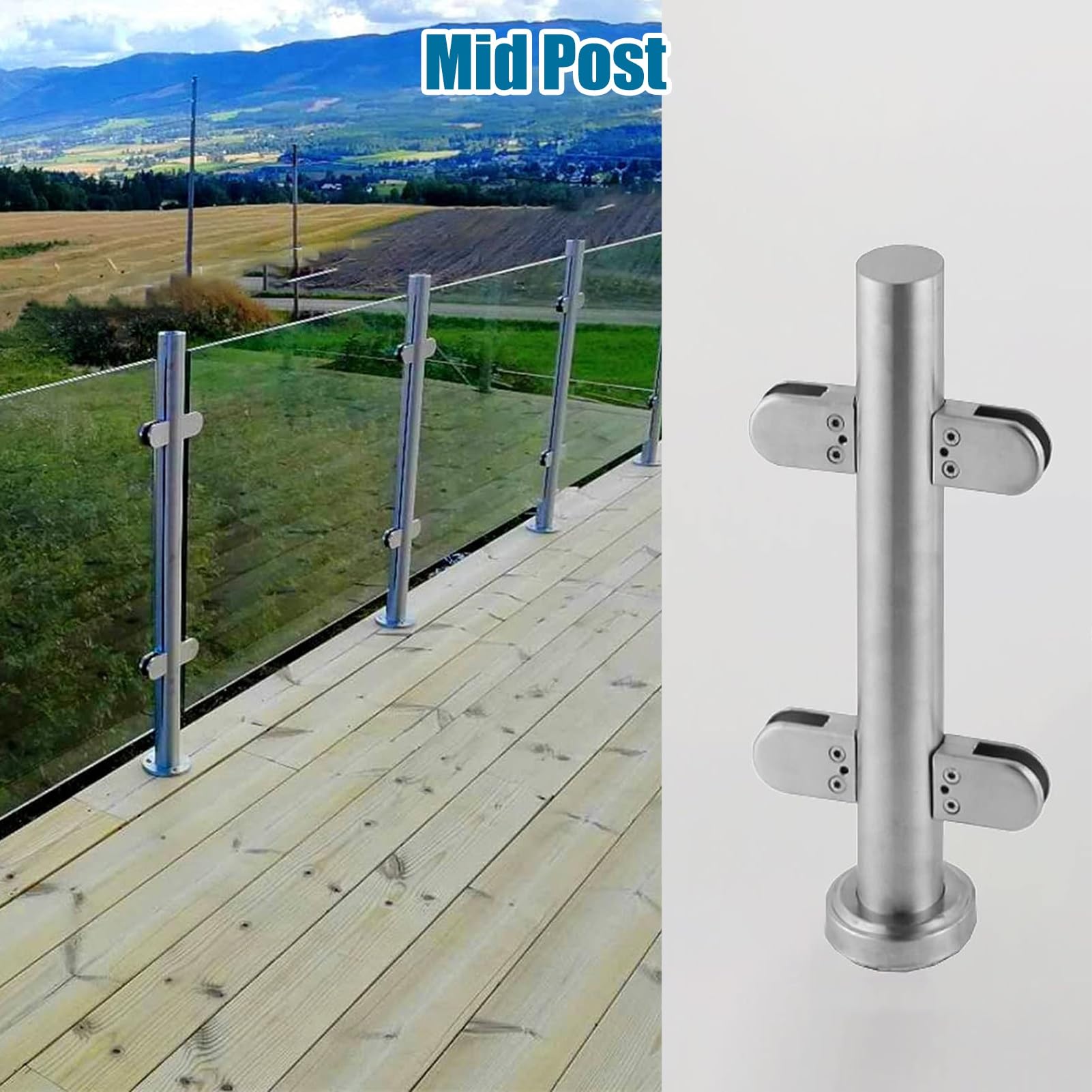 Poste conector de metal para barandilla - Kit de grapas para vallas y balaustradas, fácil instalación y diseño moderno