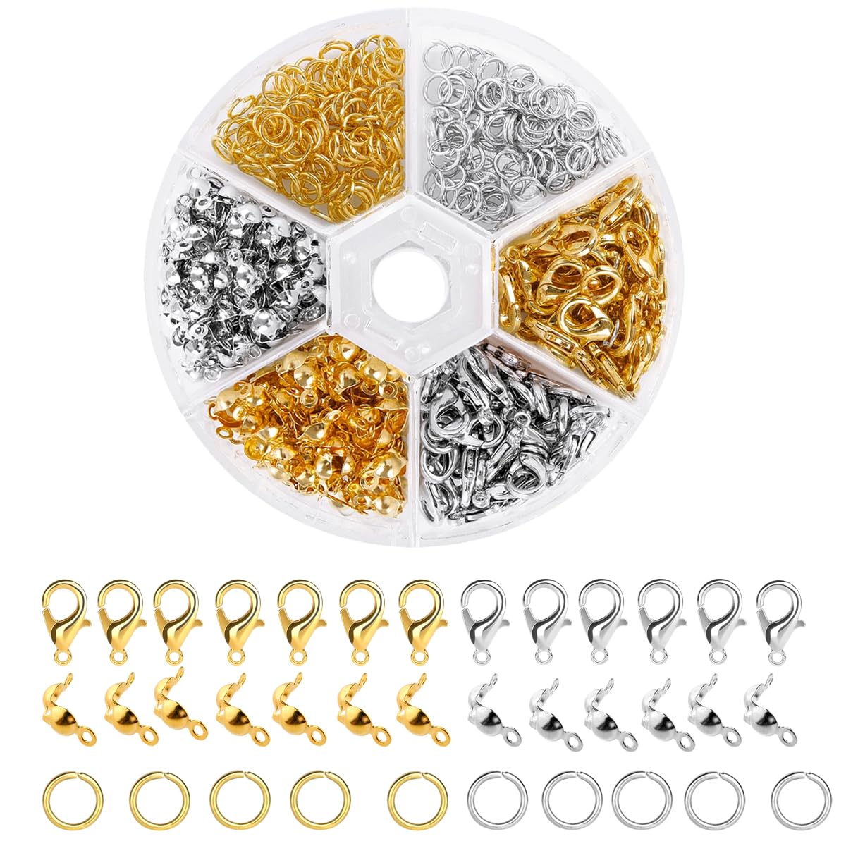 Lot 483 Fermoirs Bijoux Sheryl&Rain - Or Et Argent, Pour Bracelets/Colliers, DIY, Avec Boîte Rangement