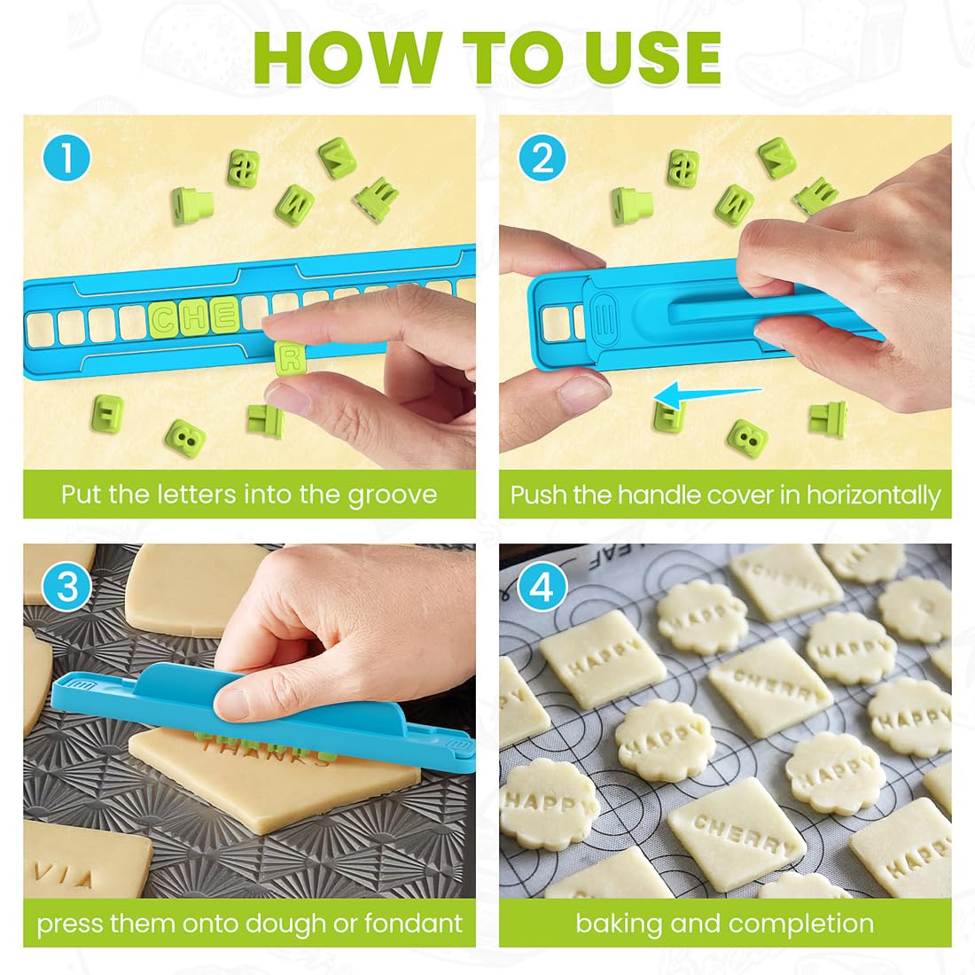 Formine per Biscotti Lettere e Numeri, Set di timbri per biscotti con lettere e numeri, per decorare torte, biscotti e pasta di zucchero, ideale per feste e regali - 3