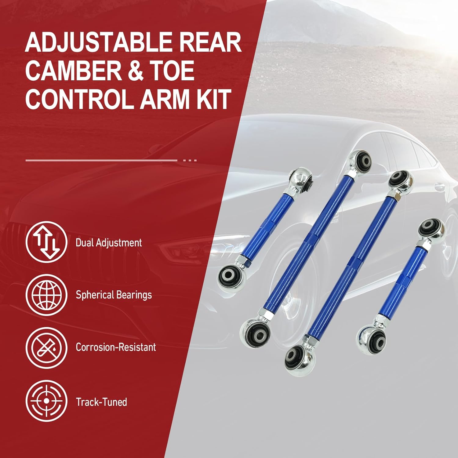 Adjustable Rear Camber & Toe Control Arm Kit 4-Piece compatible with BMW 3-Series E90 E92 E93 2006-2011 Rear Control Arm