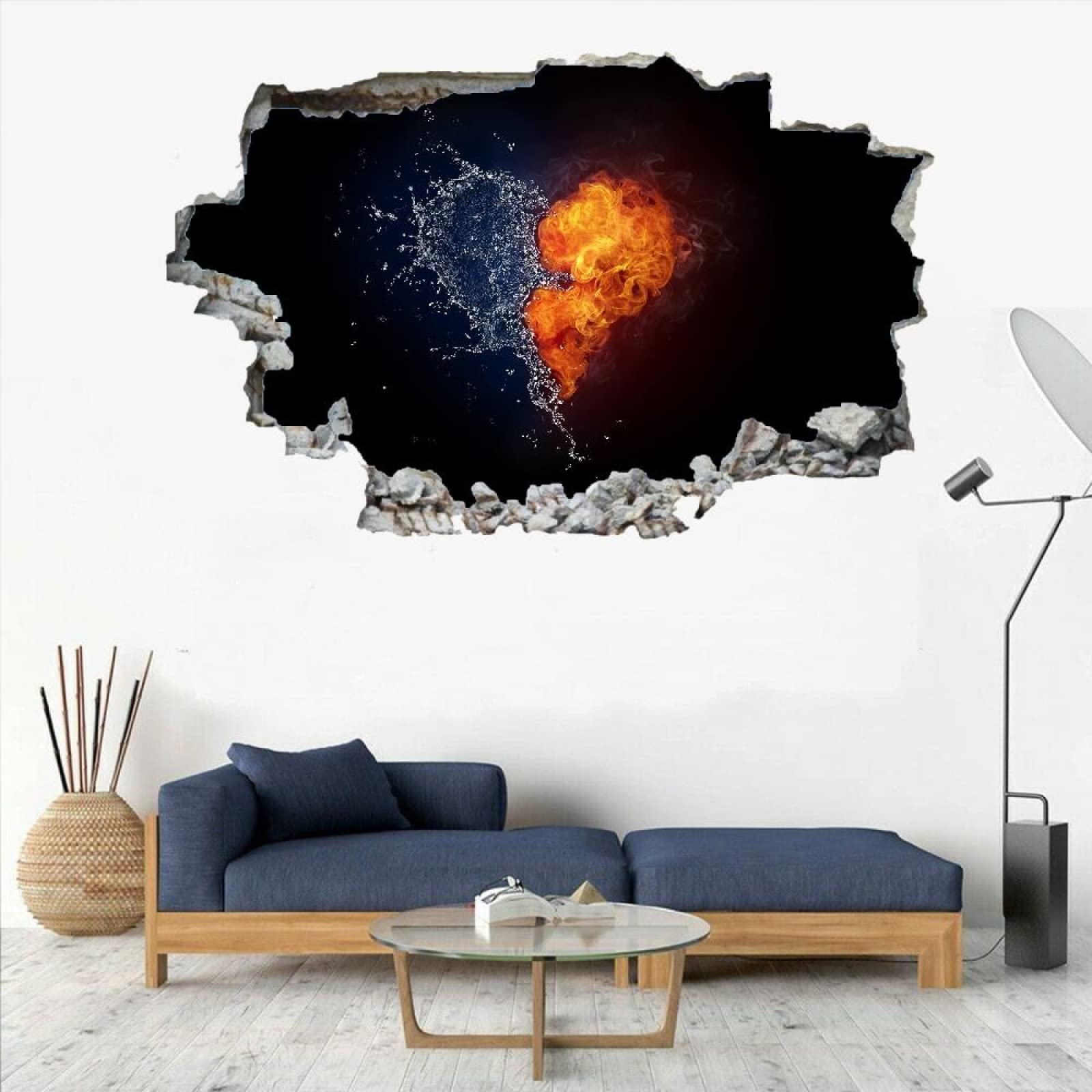 Decalcomanie Da Muro Art 3D Fracassato Cuore Adesivi Murali Removibili Astratto Carta Da Parati Camera Da Letto Autoadesivo Per Ragazze Camera Da Letto Nursery Home Decor Gift 80x120cm