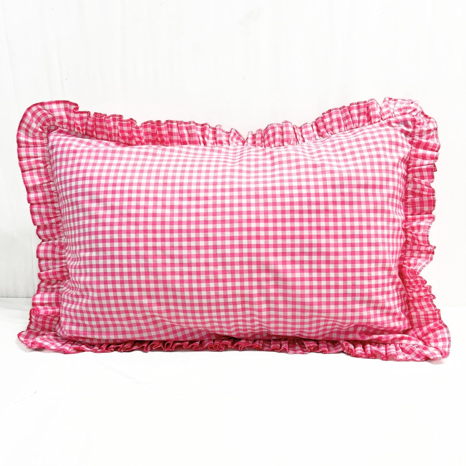 Sleepy Threads Latest Pink Pillow Cover Checkered Pattern with Firlls at Borders 27×18 Inch Throw with Frill Border for Sofa,Living Room,Bedroom, Deewan,Couch (B0C5CZDVNW) Amazon Price History, Amazon Price Tracker