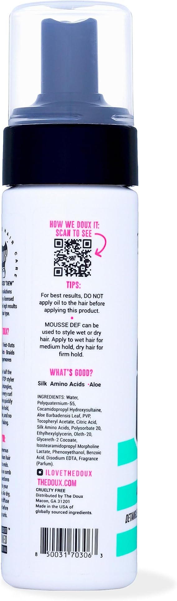 The Doux Def Texture Foam Mousse 7.0 Fl Oz, Clear, Pack of 1