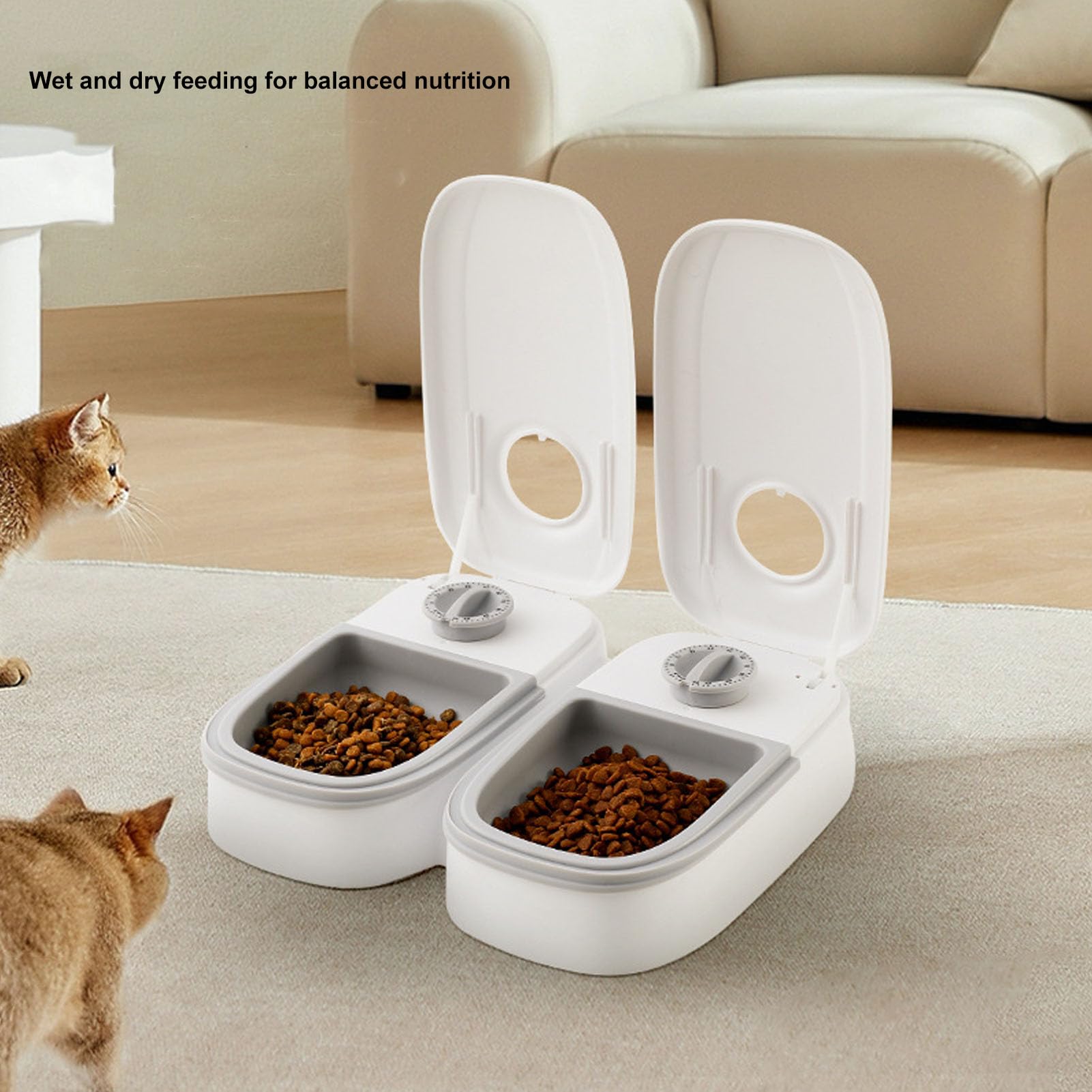 Comedero para Mascotas de 2 Comidas con Gran Capacidad y Bandeja