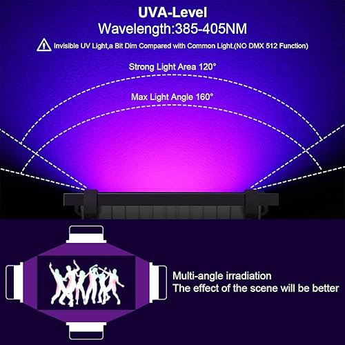 Miniatura 10 de Waygor Paquete de 2 luces LED negras de 200 W, luz negra, luz de inundación IP66, impermeable, para exteriores, para fiesta de baile, luz de
