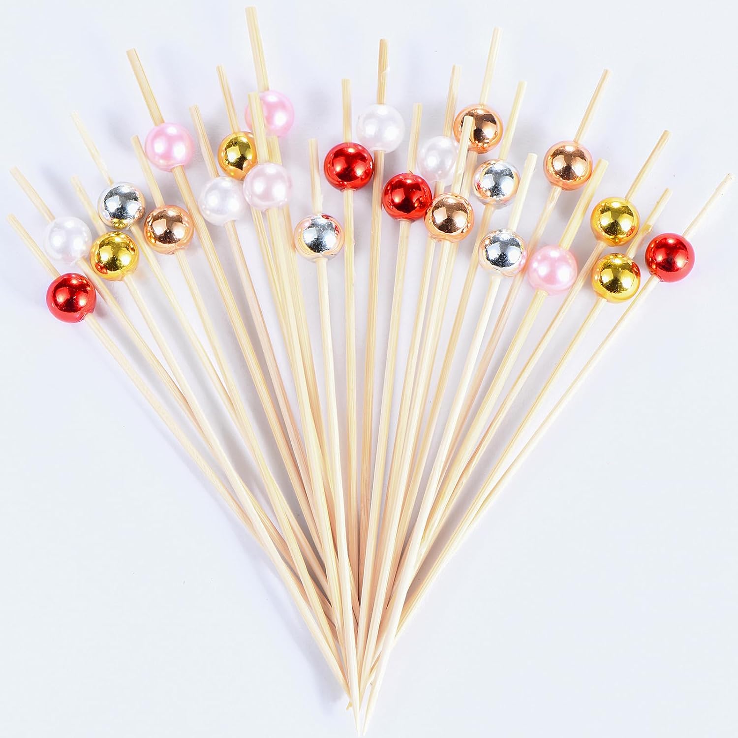 JtmyAota 100 Pcs Pearl Toothpicks, 4.7 Inch Pink Pearl Cocktail Picks