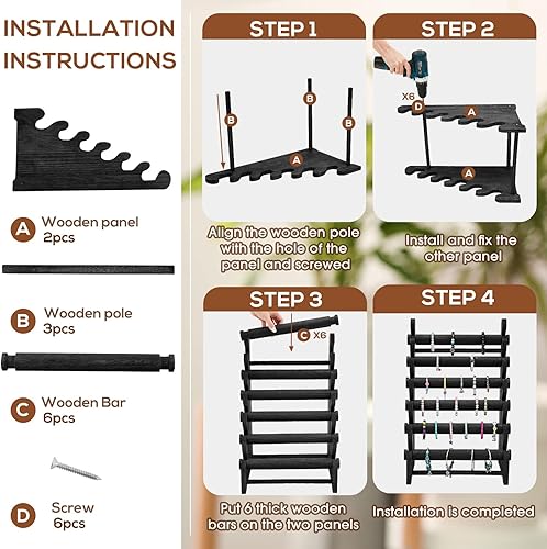 Miniatura 7 de Marsui Soporte de pulsera de madera y exhibición de 6 niveles, organizador de pulsera, exhibiciones de pulsera para venta de soporte de pulsera para
