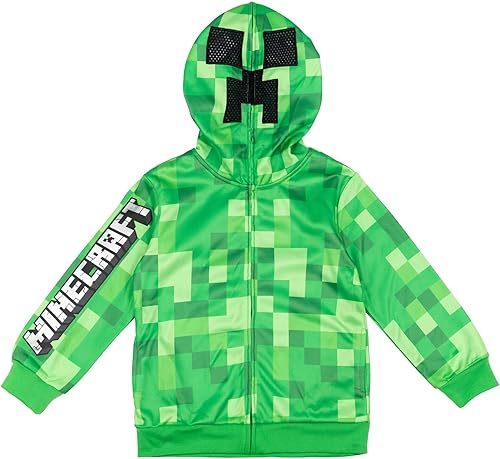 Minecraft Sudadera con capucha de forro polar con cremallera para niños pequeños a niños grandes (4-18-20)