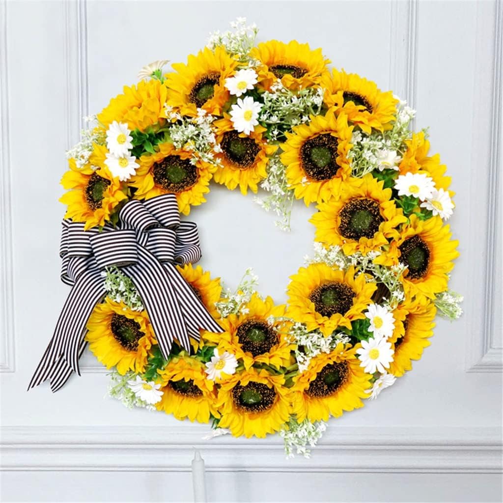 Autumn Coloured Sunflower Wreath Rustic Wedding Decoration Patio Door Decoration Simulation Wreath