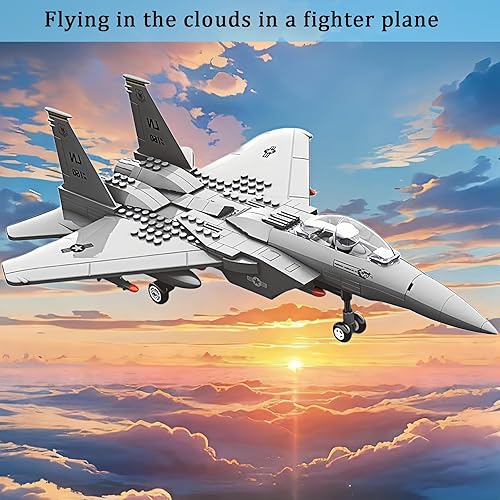 Miniatura 6 de Avión de combate militar F-15 Eagle Fighter compatible con Lego, 270 piezas de avión de juguete para niños a partir de 10 y adultos, juguetes de