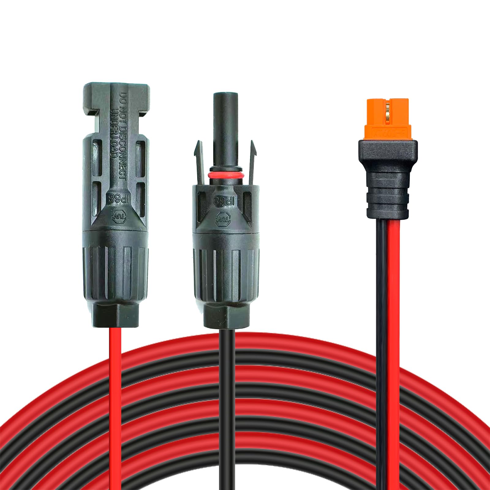 Kit de panel solar de 12 AWG de 50 pies, cable de carga a conectores XT60i, adaptador para estaciones eléctricas portátiles, generadores solares (12AWG 50FT)