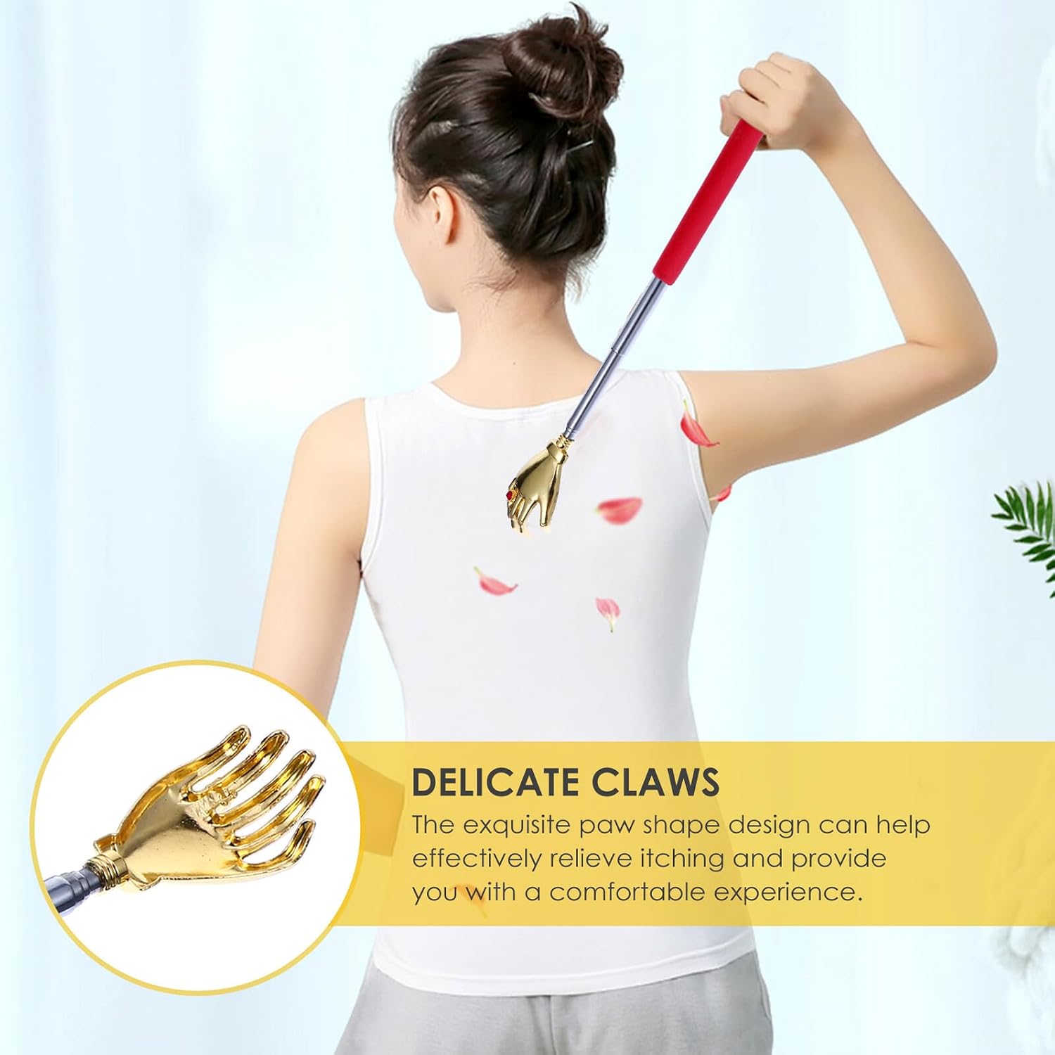 TIDTALEO 4pcs Extendable Stainless Steel Back Scratcher with Bear Claw Design Portable Telescopic Itch Relief Tool for Adults and Seniors Handheld Massager Random Color
