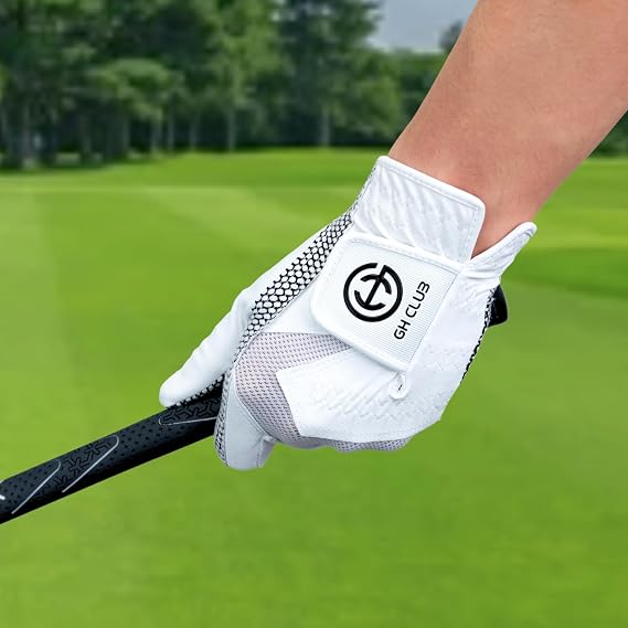 Men's Golf Glove Worn on Left Hand 2 Pack Non-Slip Silicone Extra Grip Synthetic Leather Durable Polyurethane All Weather