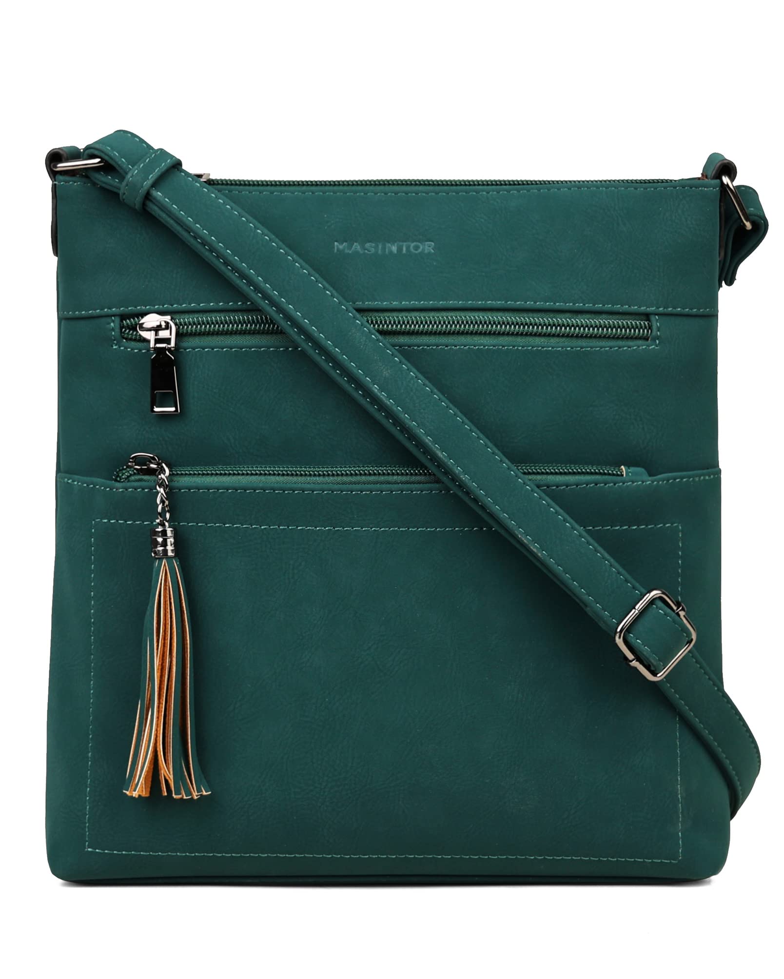MASINTOR - Bolso bandolera para mujer, con varios bolsillos., Verde(Vintage