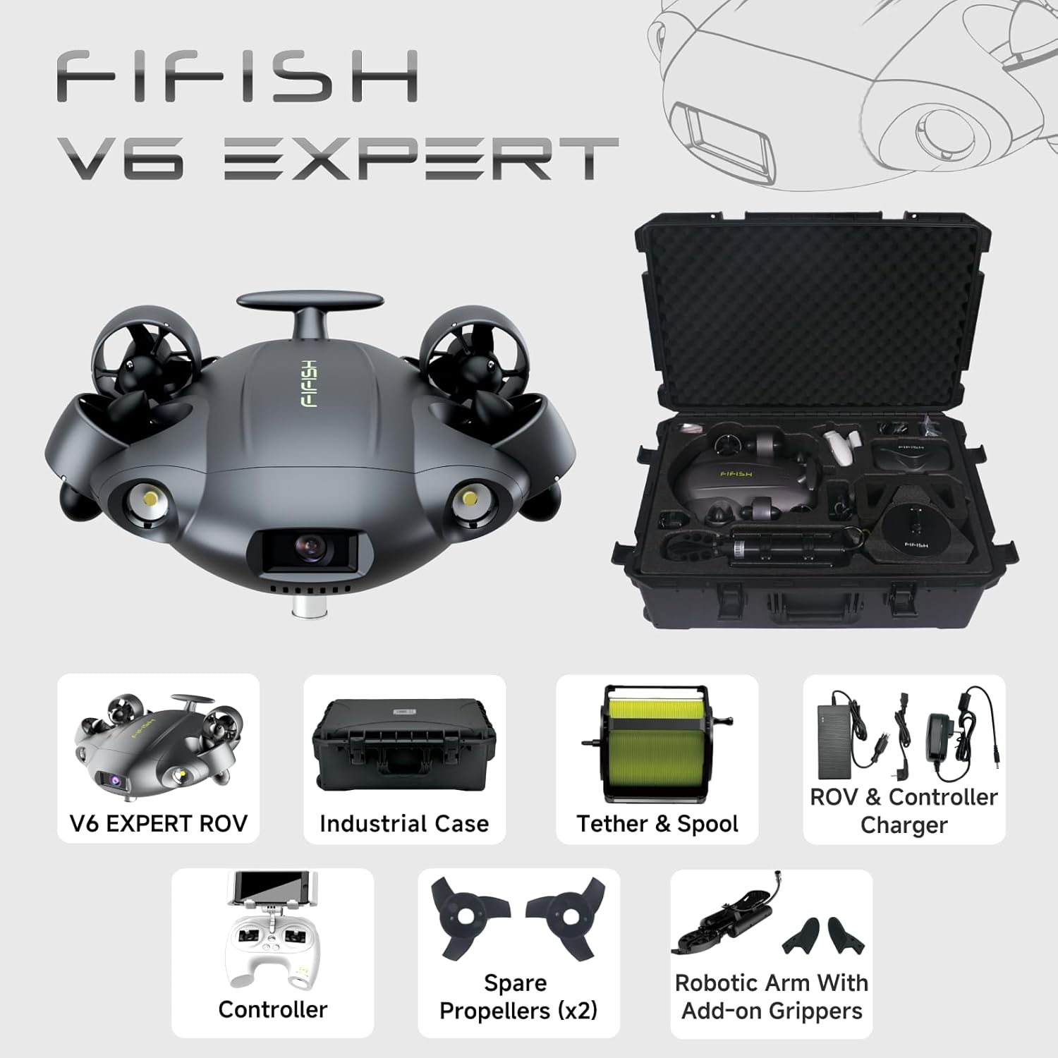 FIFISH V6 Expert M200A Package Contents