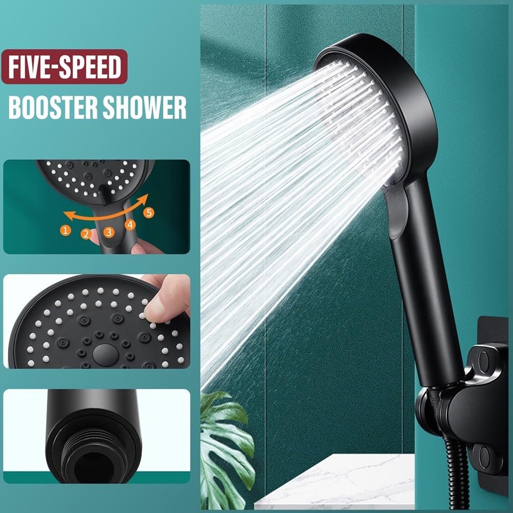 Soffione doccia regolabile a risparmio idrico con 5 impostazioni di spruzzo funzionali per un maggiore comfort di bagno (soffione doccia)