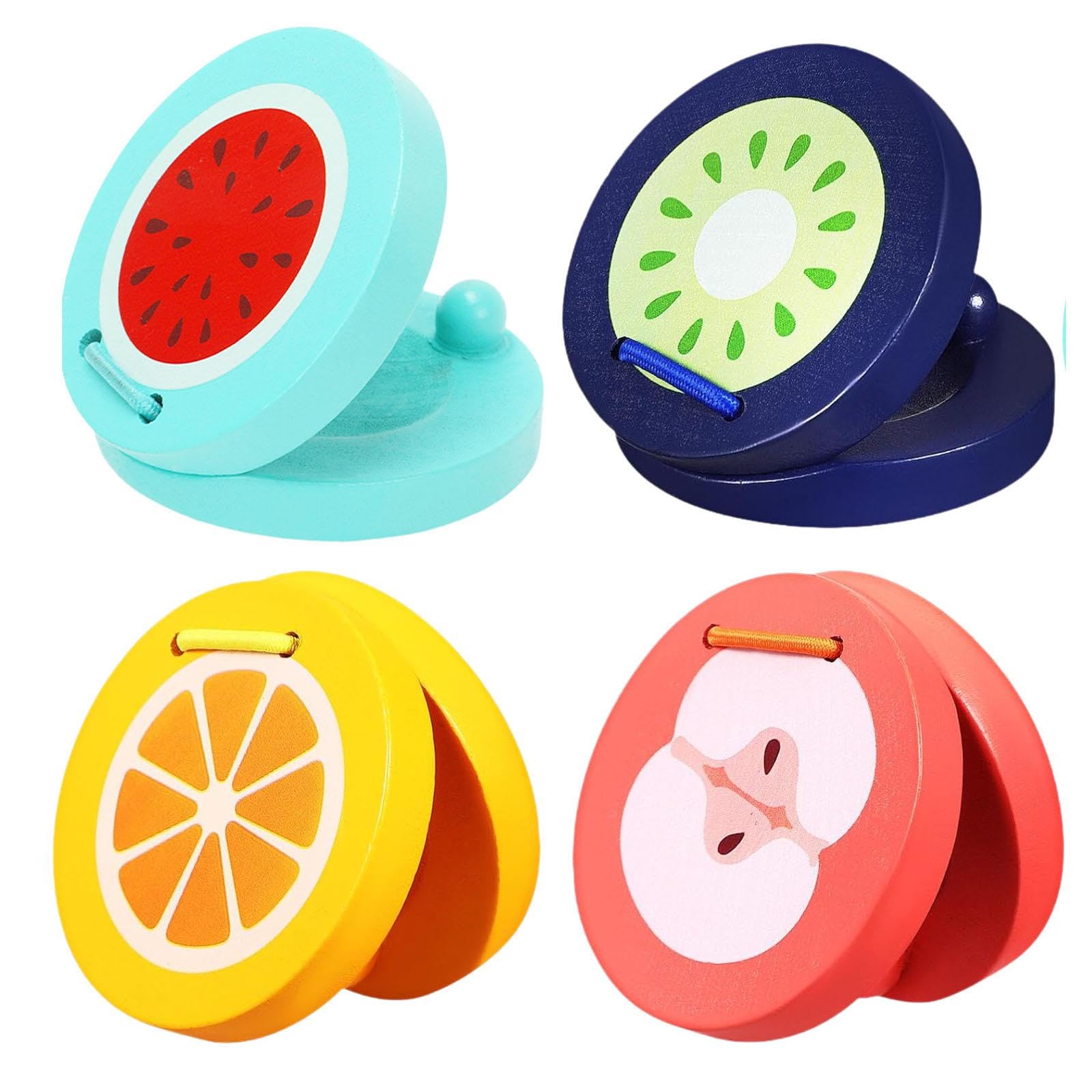 BNF®4X Finger Castanets Teaching Aid Wood Castanet for Kids Girls Boys Preschool|Musical Instruments & Gear | Percussion | Hand Percussion |4 Castanets-image-0
