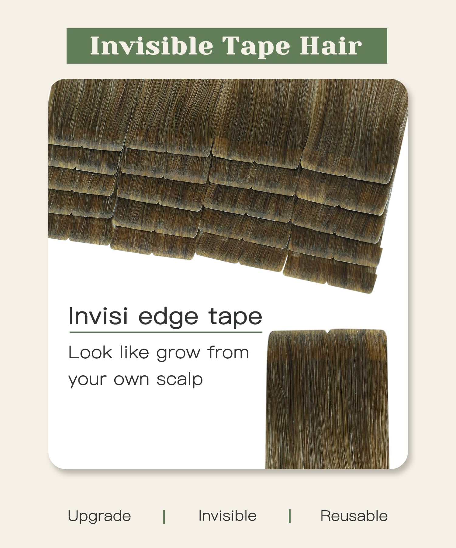 SURNEL Injected Tape in Hair Extensions 14 Inch Fading to Highlight Blonde Natural Real Hair Extension Upgraded Seamless Remy Invisible Skin Weft Straight 20 Pcs 30g(#3822-14) - Image 2