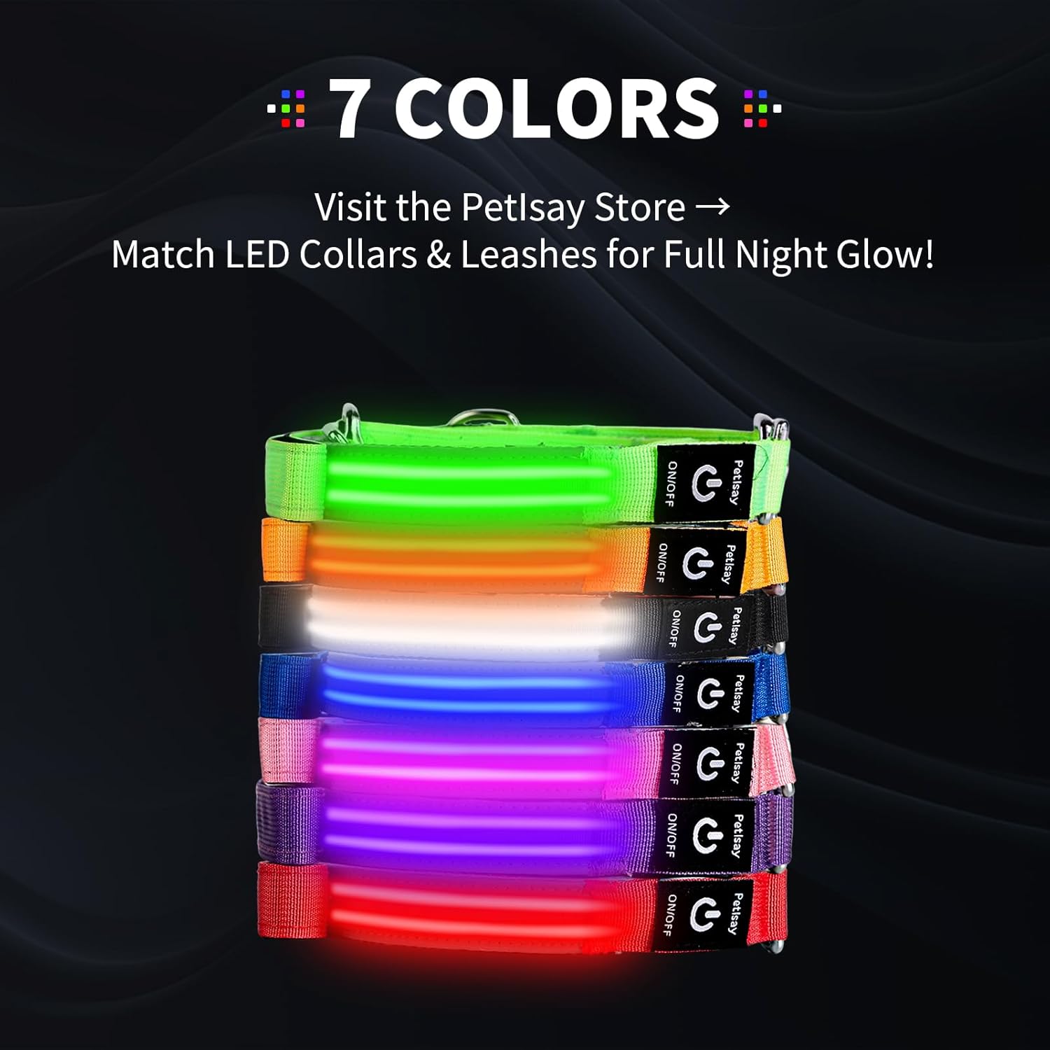 PetIsay Night Walking LED Dog Leash - 6FT Reflective & Waterproof Light Up Safety Leashes for Dogs - USB Rechargeable, Pink