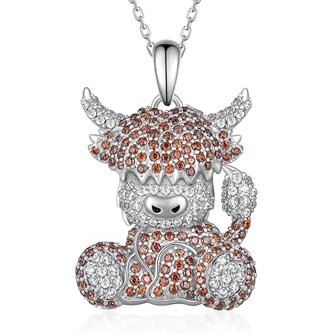 Highland Cow Necklace S925 Sterling Silver Cow Gifts for Women Highland Cow Jewelry...