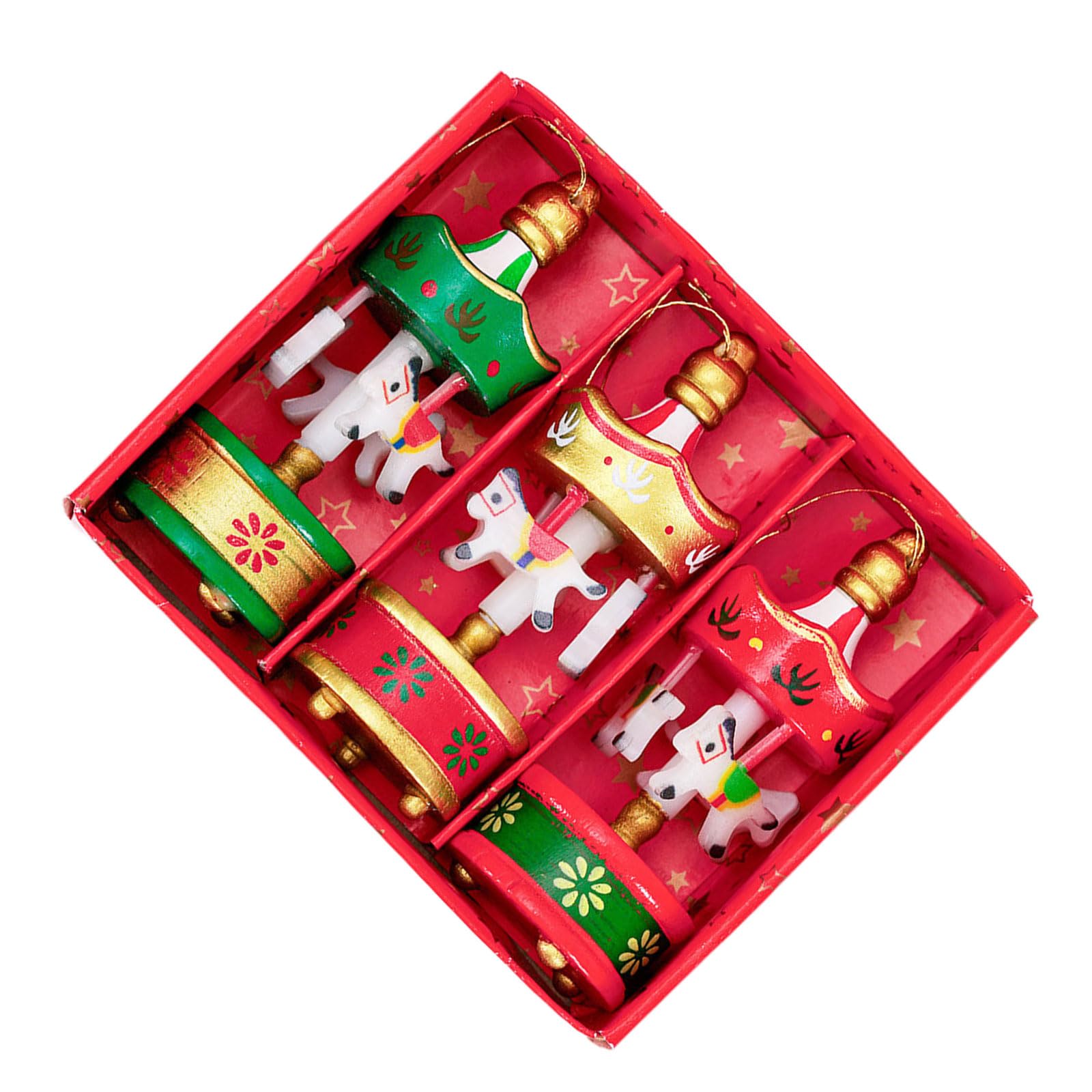 NVOQILIN Festival Rotating Wood Carousel Pendant Hanging Ornament Perfect for Christmas Tree and Home Decoration Wooden Ornament