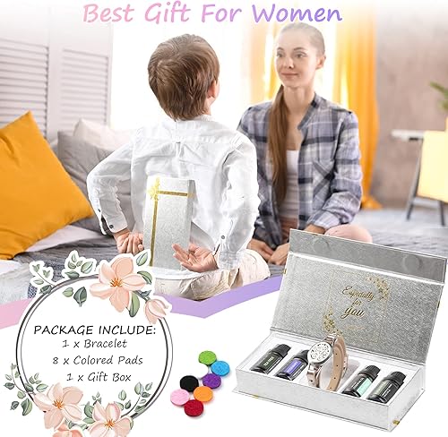 Miniatura 6 de Pulsera difusora de aceites esenciales de aromaterapia, juego de regalos únicos para mujeres, día de la madre, Navidad, cumpleaños, ideas para mamá,