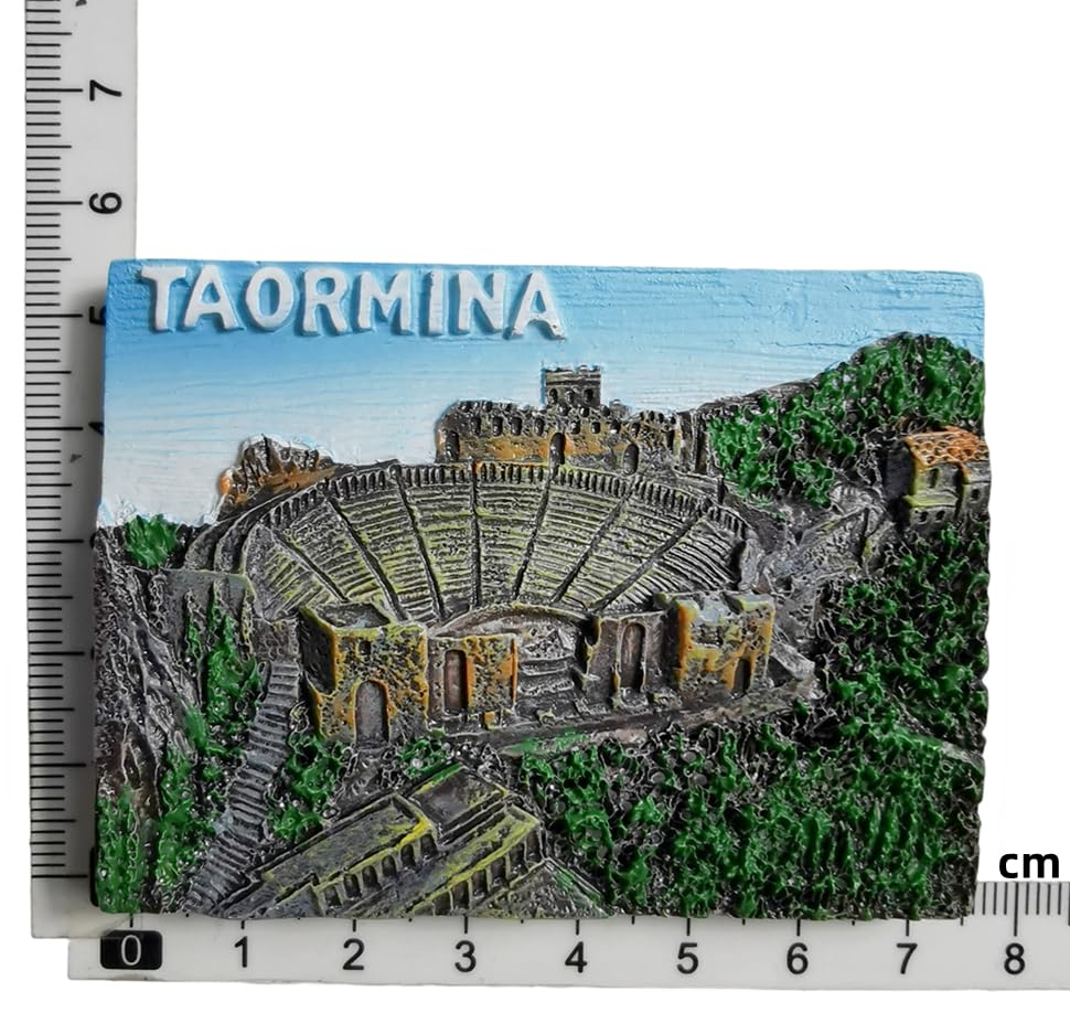 Imán decorativo para refrigerador Taormina Sicily Italy miniatura 5