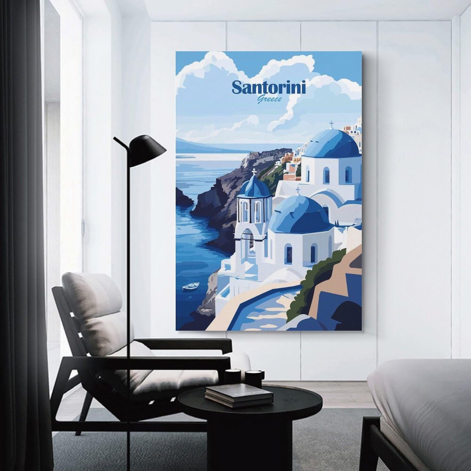 Junmoney Unframe-Style-6 Santorini Greece(4) Room Decor Wall Art, 20X30inch(50X75cm), For Living Room, Bedroom, Office Or Hallway, Decorative Artwork With Broad Appeal