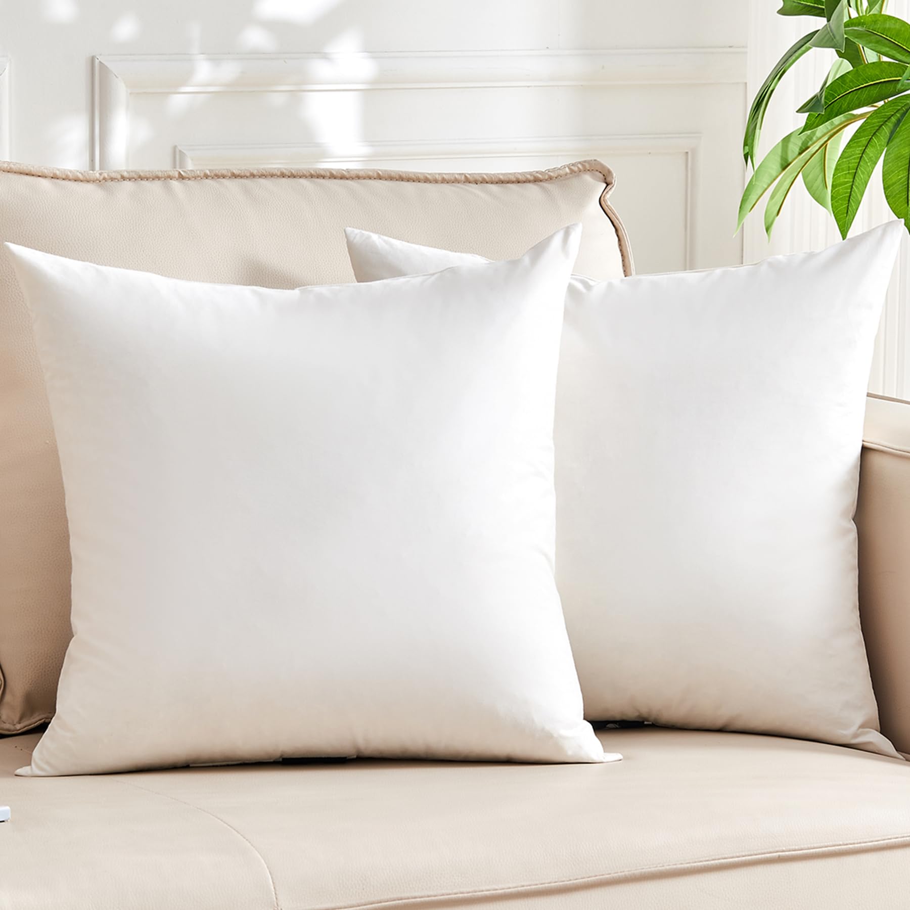 Photo 1 of ***STOCK PHOTO FOR REFERENCE ONLY*** KUSNUG Organic Feather Down Throw Pillow Insert (18x18 Inch) - 100% Cotton Shell, Filling of Feathers & Memory Foam, Square Decorative Pillow Form Core for Couch, Sofa, and Bed