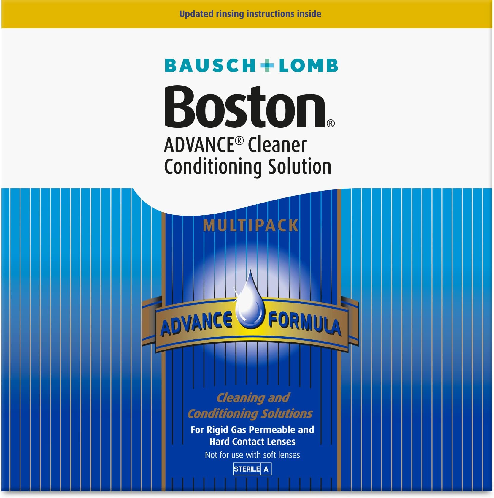Boston Advance Cleaner Conditioning Solution Multipack - 3x 30ml Cleaner, 3x 120ml Conditioning Solution, Contact Lens Solution for Rigid Gas Permeable & Hard Contact Lenses, 1x Lens Case Included