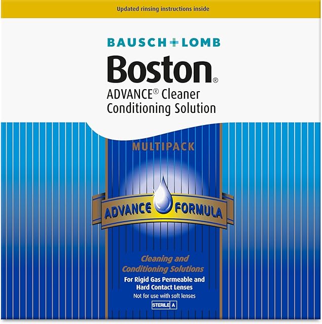 Boston Advance Cleaner Conditioning Solution Multipack - 3x 30ml Cleaner, 3x 120ml Conditioning Solution, Contact Lens Solution for Rigid Gas Permeable & Hard Contact Lenses, 1x Lens Case Included
