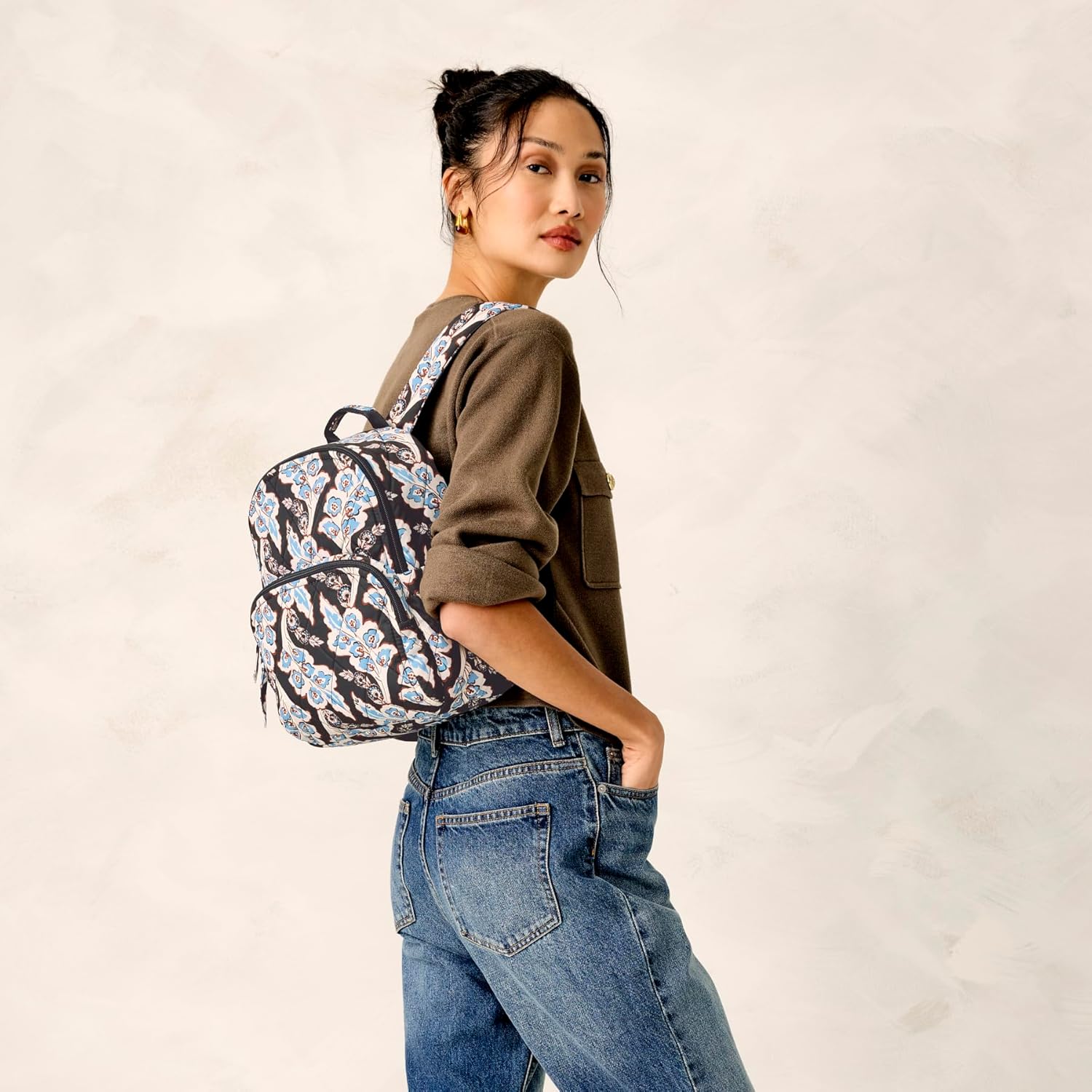 Vera Bradley Women's Performance Twill Small Banbury Backpack, Calyx + Quill Black, One Size - Image 6