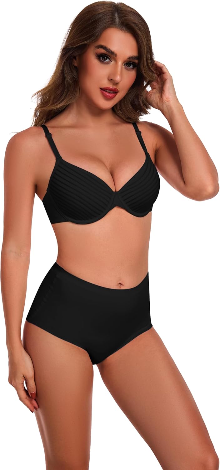 Womens Push Up Bras Sexy Sheer Mesh Full Coverage Unlined Underwire Bra - Image 4