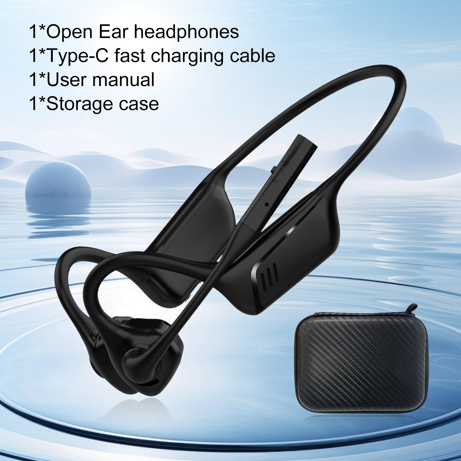 Offene Ohr Bluetooth-Kopfhörer mit Mikrofon, drahtloses Ohrhörer mit Störunterdrückung und Mute-Taste, unterstützt aptX-LL/aptX-HD, für Meetings und Home Office konzipiert (Schwarz)