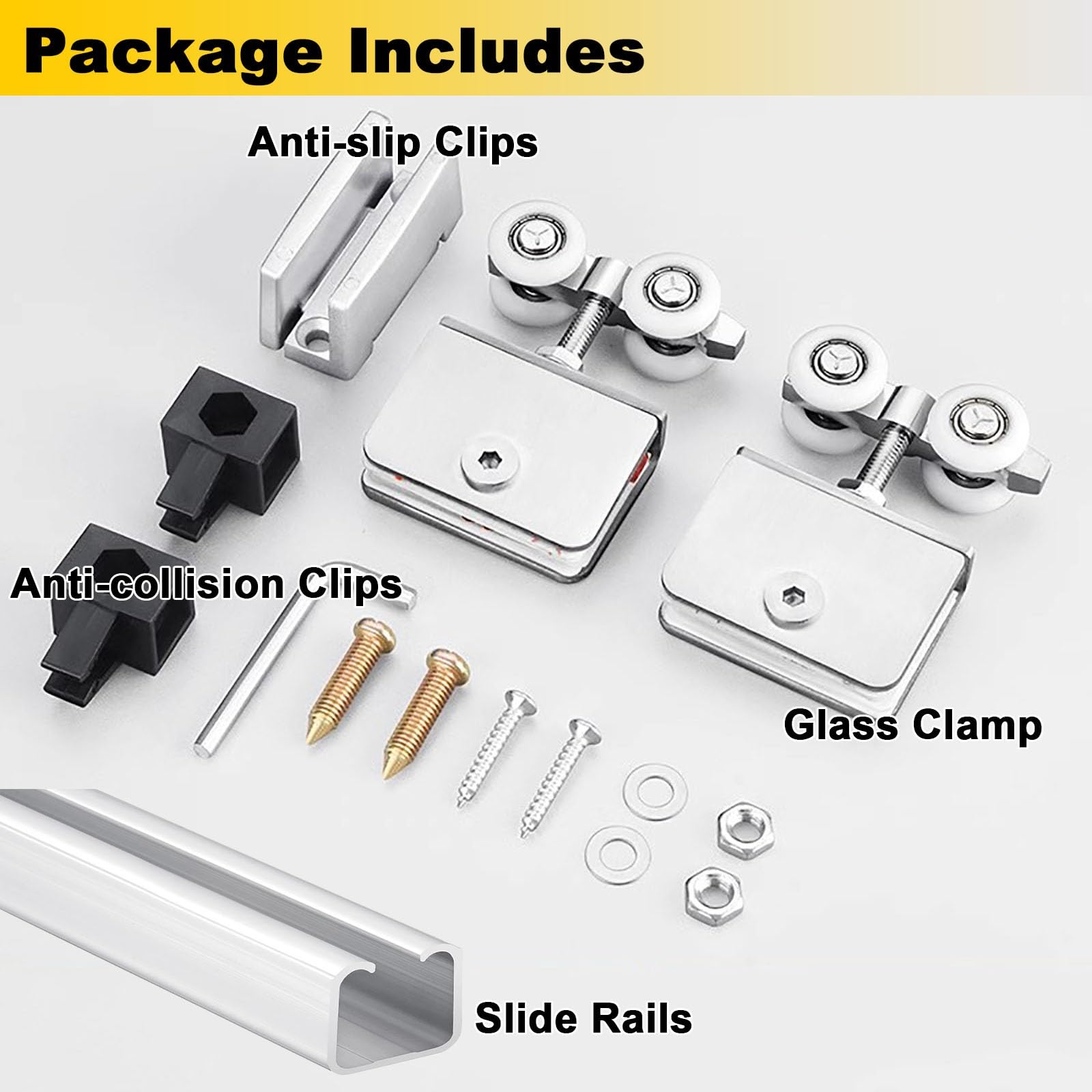 Sliding Glass Door Track Kit – Top Hung System For 5-8mm Glass Doors, Supports 100kg, 105 Inch (267cm) Length