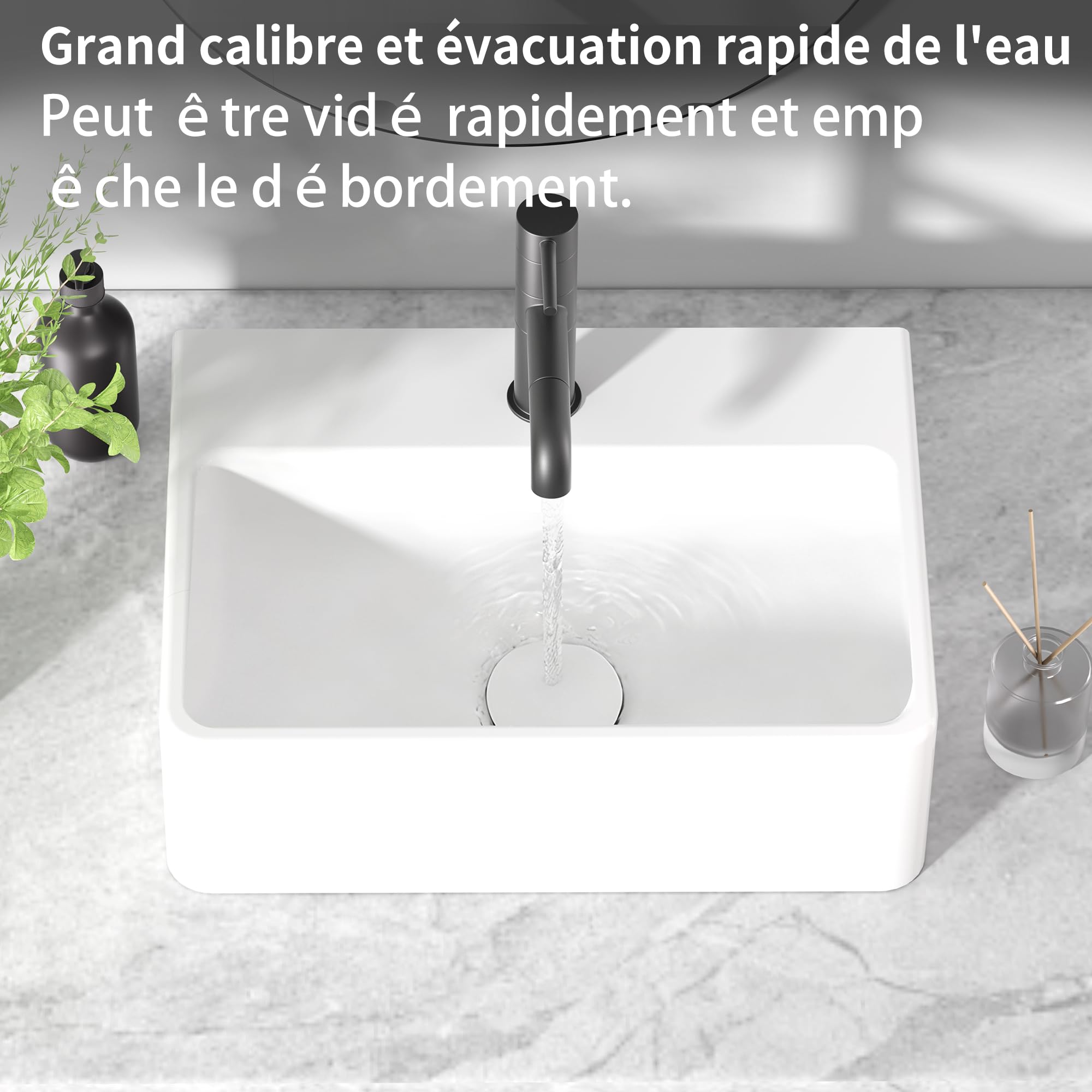 NUESTRA VIDA Vasque à Poser Rectangle en Céramique Blanc, Lavabo Salle de Bain Facile à Nettoyer, Lave Main pour Salle de Bains et WC (40x29,5x12 cm)