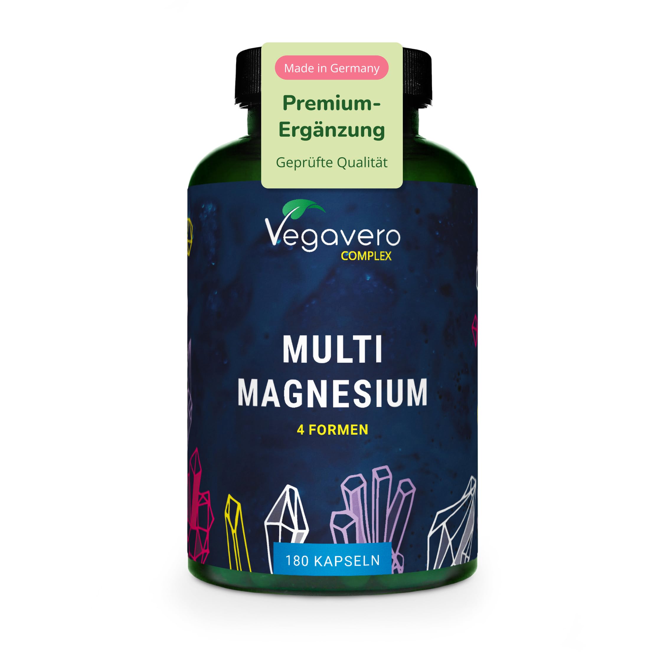 Vegavero Magnesium Komplex | Vier Bioaktive Magnesiumformen | 180 Kapseln