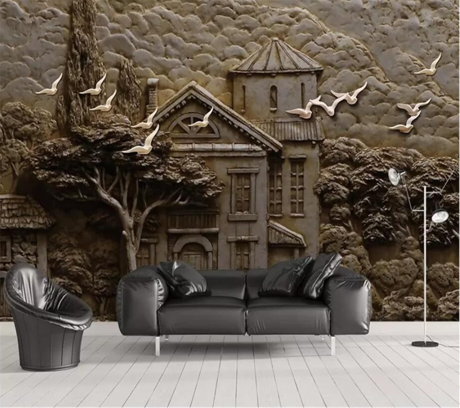 TANYANG Custom Wallpaper3D Foto Muurschildering Relief Bos Huts Grote